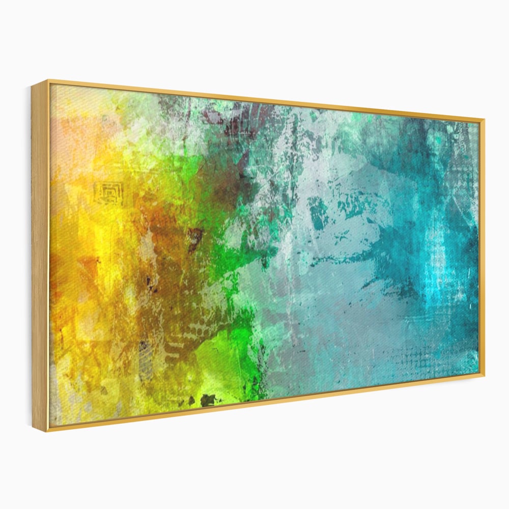 Tablou canvas cu tablou canvas cu compozitie abstracta, in rama de aluminiu auriu